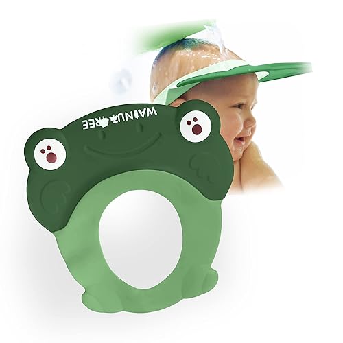 Visera de baño para niños pequeños Gorro de ducha con protección de enjuague de agua Tapa suave sin fugas recomendado para niños de 1 año (verde