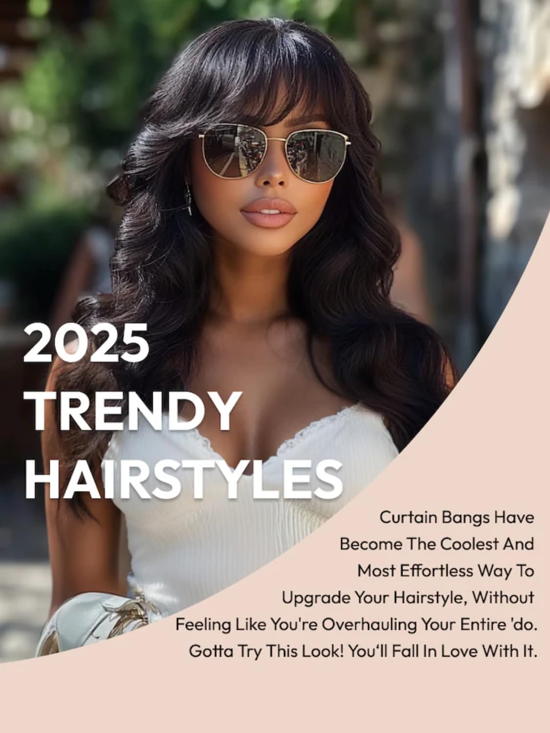 UNICE Loose Wave 7x5 Lace Front Wigs Human Hair with Curtain Bangs Bye Bye Knots Glueless Human Hair Wig Pre Plucked Pre Cut Bleached Knots Put on and Go Wig for Women 180% Density 22 Inch