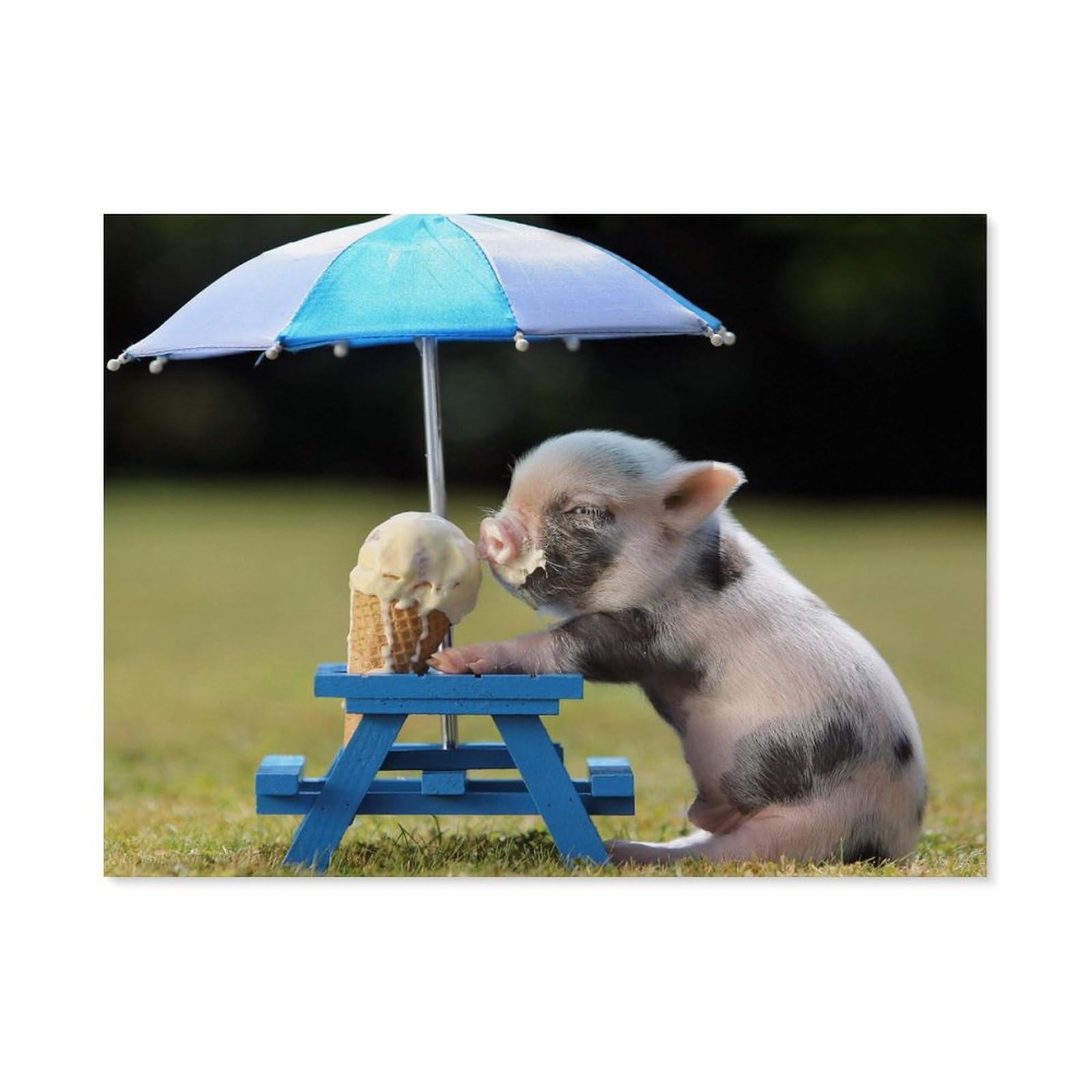 Paint by Numbers，Little Pig Eating ice Cream，DIY Paint by Numbers Kits for Adults Kids,Canvas Oil Painting with Brushes and Acrylic Pigment Paint by Numbers Arts Craft (50x60cm) -J64