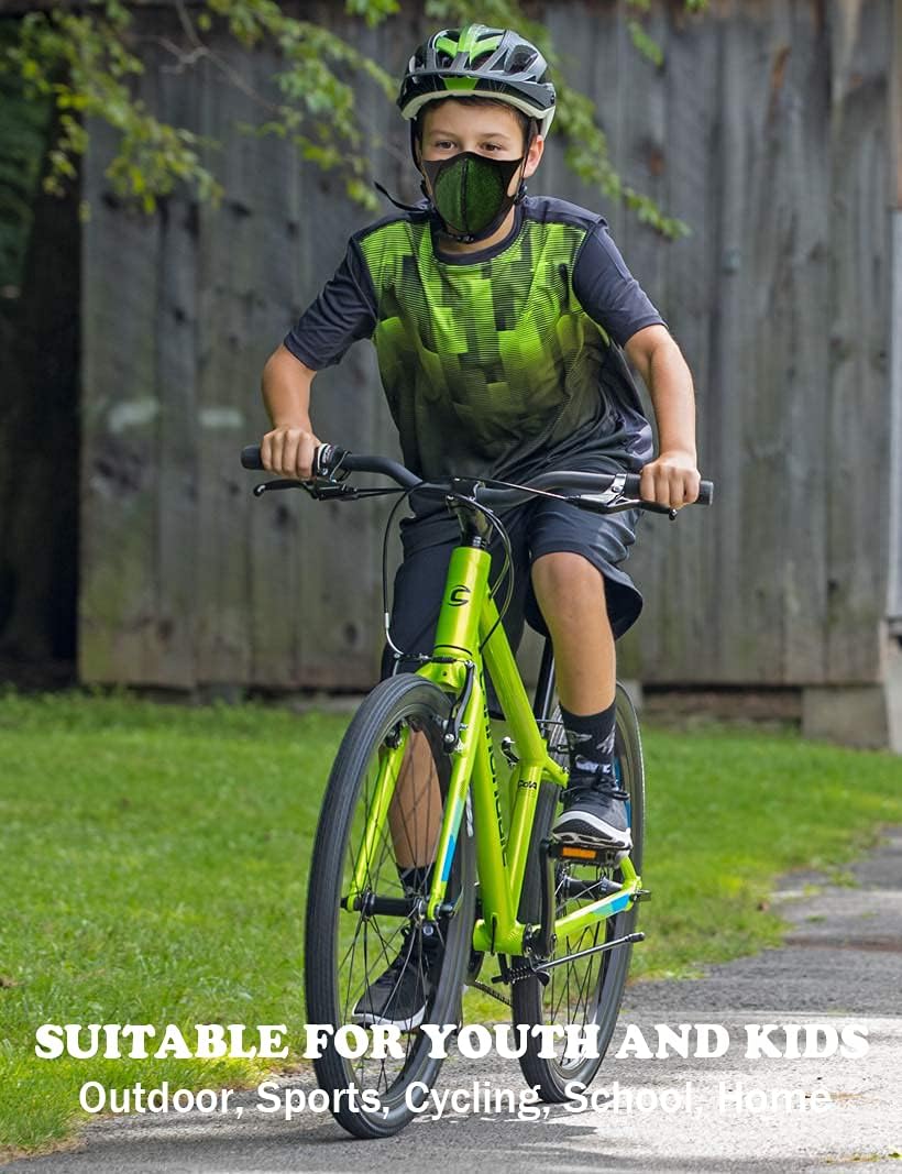 M MULGARIA Face Mask for Kids Boys Girls Youth Mesh Sports Masks Breathble Reusable Washable Exercise for Outdoor Home School Green 3 Pack : Sports & Outdoors