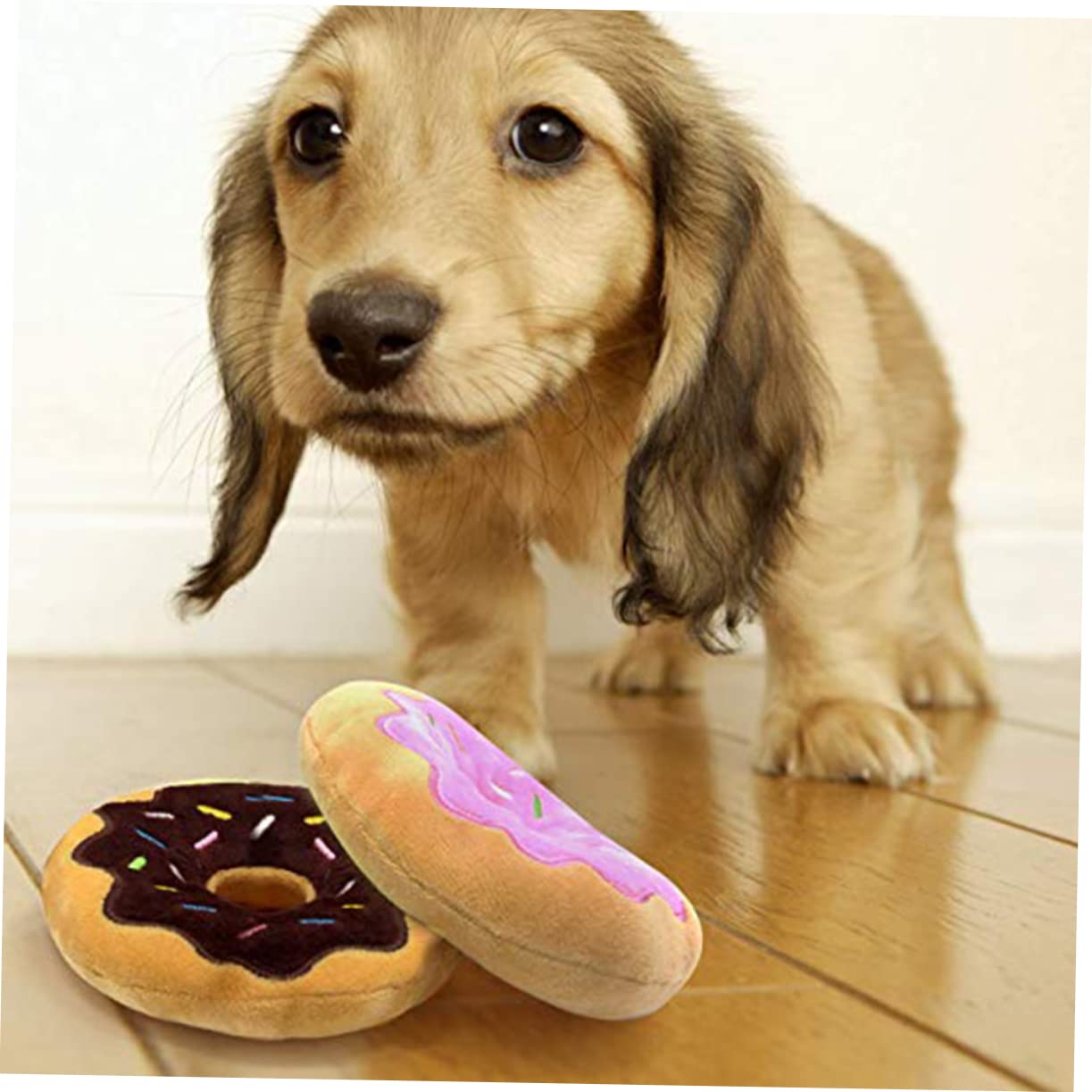 Supvox 9stücke Plüsch Hundespielzeug Im Donut-Design Mit Quietscher Kauspielzeug Für Welpen Und Hunde Fördert Zahngesundheit Und Langeweile Farben Zufällig