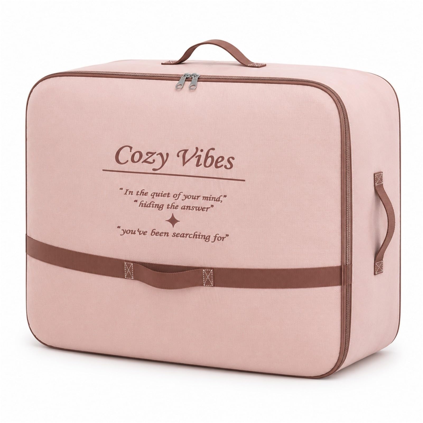 Borsa Salvaspazio Comprimibile per Piumoni e Vestiti, Tessuto Oxford Rosa con Doppia Cerniera e Manici, Custodia Pieghevole per Armadio, Trasloco e Viaggio(Medium)