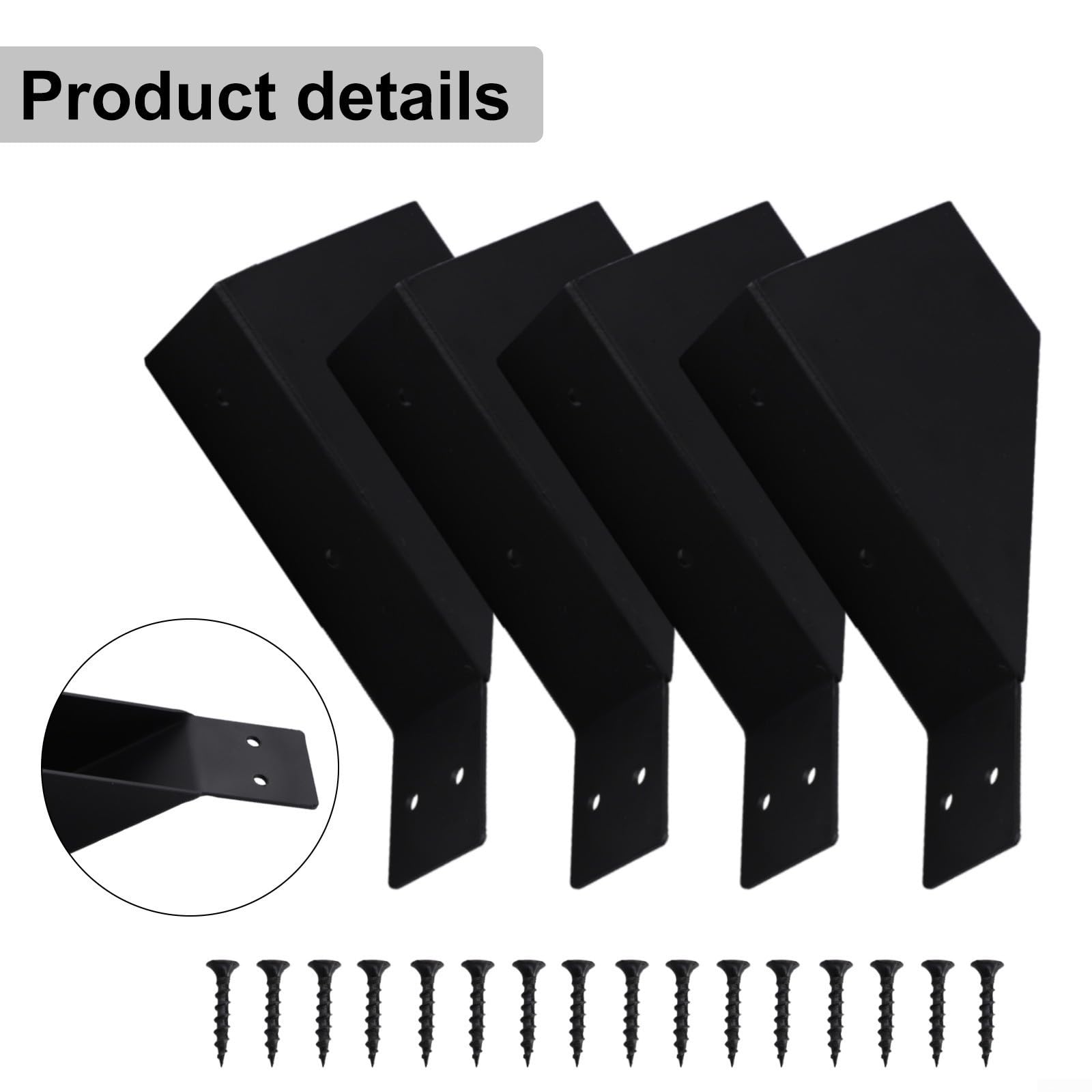 Pergola Winkelverbinder 45 Grad für schwerlast für Holzpfosten 2x4 - Eisen Schwarz Beschichtet Sturmfest Gartenhaus Montage Set Terrassen Überdachung Befestigung 9,7x14,5 cm 2 Stück(4pcs)