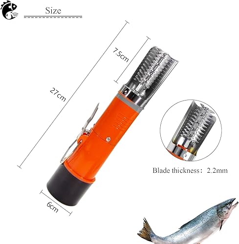 Miniatura 2 de Potente rascador eléctrico de pescado, limpiador de escamas de pescado inalámbrico, removedor automático de escamas de peces con un escalador manual