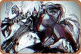 Zuhhgii Mask Red Eyes White Hair Ken Kaneki Tokyo Ghoul Kagune Kakuja Anime Movie Day Comic Poster Vintage Metal Tin Logo Wall Home Wall Art Metal Tin Logo Cave Bar Club Metal Tin logo 8x12 inches