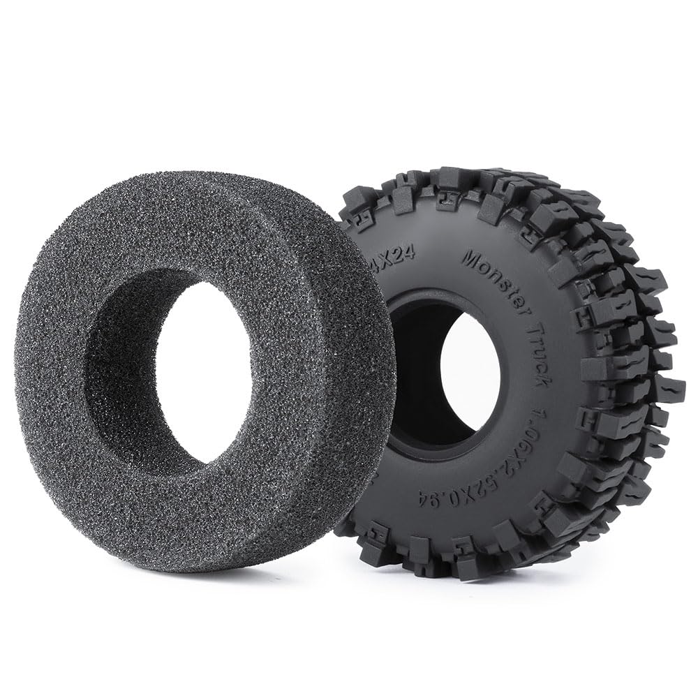MOHERO 4Pcs 1.1 Tires - 64mm All Terrain Soft Sticky Tires for 1/18 TRX4M 1/24 SCX24 RC Crawlers Car Upgrade Parts(Style B)