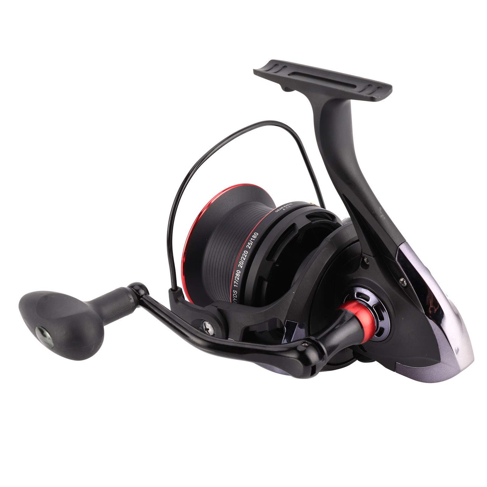 Bediffer Kołowrotek 13BB + Szybki Kołowrotek z Płynnym Uzwojeniem dla Wędkarzy Czarny/Czerwony 150mm/5,9 Cala