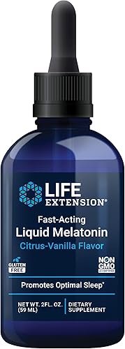 Life Extension Melatonina líquida de acción rápida, suplemento de apoyo para el sueño y la salud celular, sin gluten, sin OMG, sabor