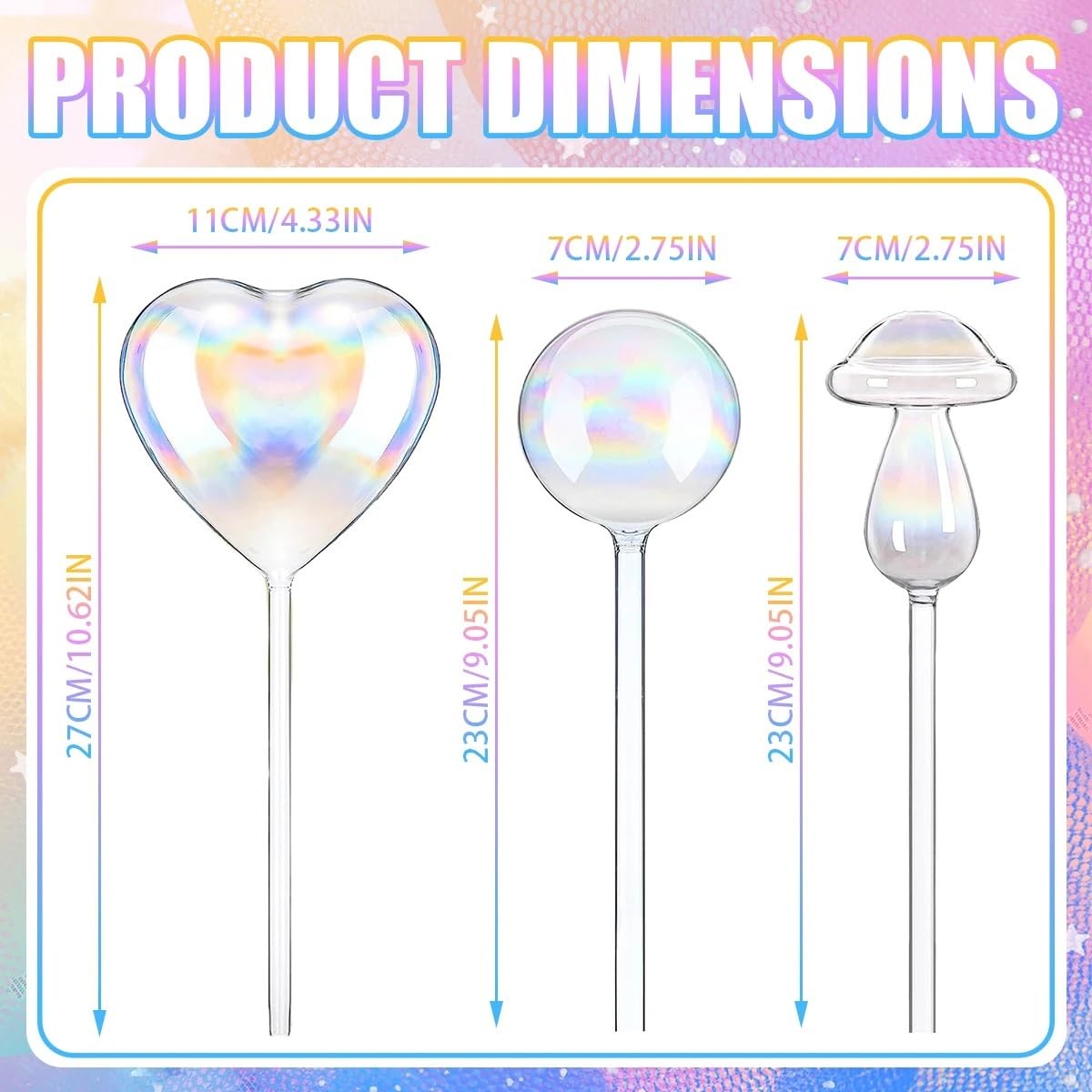 Boules D'Arrosage 2/4 Pièces Bidons D'eau for Plantes Globes D'arrosage Automatique En Verre En Forme De Coeur De Champignon Dispositif D'arrosage Gouttes D'arrosage Maison Jardin. Pour Plantes(4Pcs M