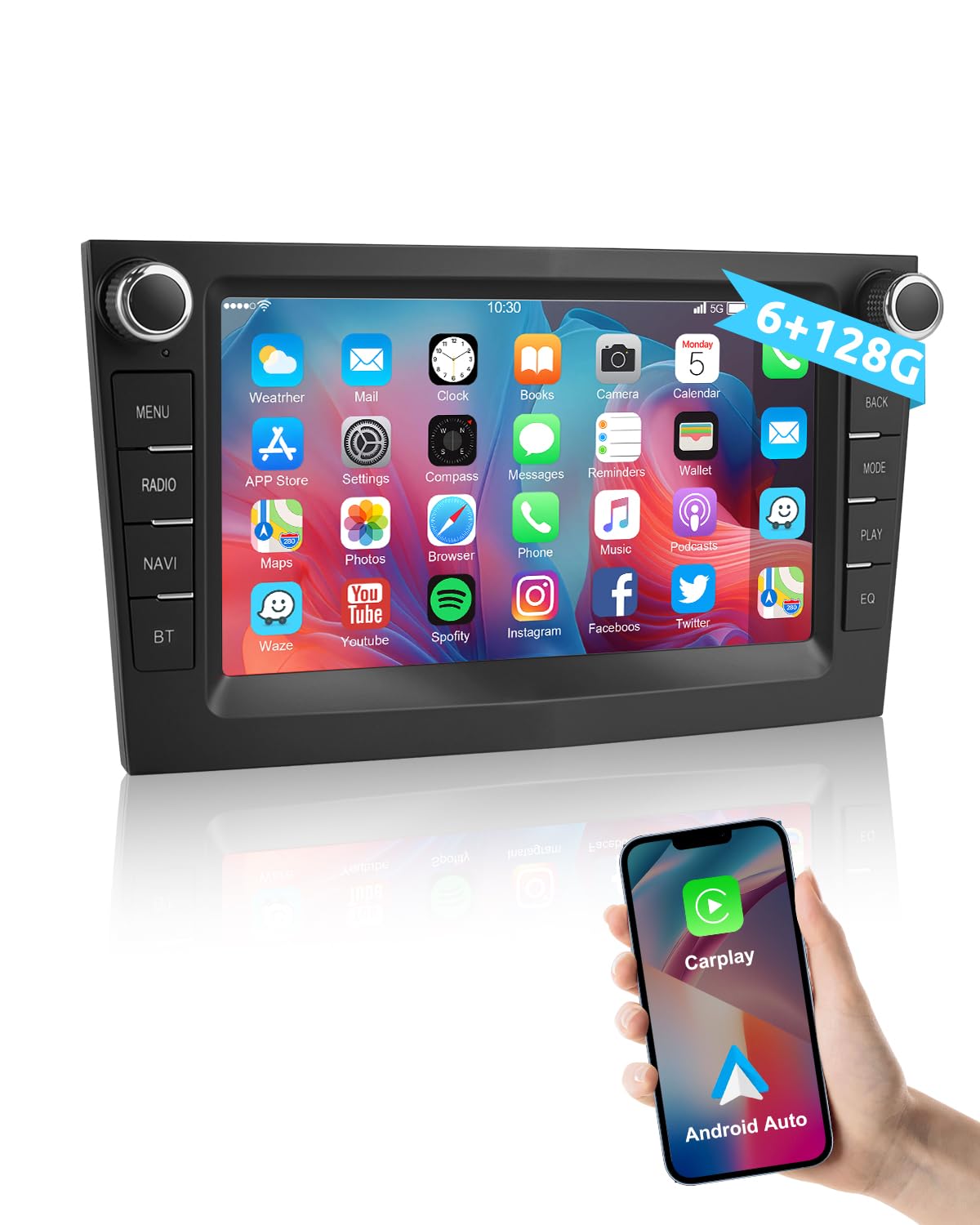 ESSGOO 6+128G Wireless Autoradio Android 15 mit Carplay und Android Auto Für Opel Astra H Corsa C/D Vectra C Zafira 7 Zoll IPS Touchscreen Bluetooth FM RDS GPS Schwarz