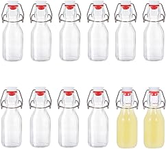 12pcs Ribbed Glass Bottles with Airtight Caps, 100ml Reusable Airtight Bottles, Glass Containers for Homemade Beverages, Beer, Liquor, Juice, Oil