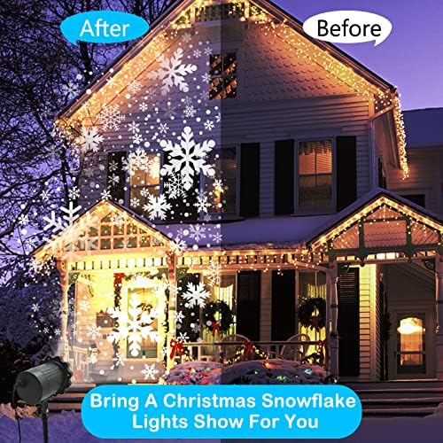 Christmas Snowflake Projector Lights, Indoor Outdoor Waterproof LED Snowfall Projection Lamp for Xmas Theme Party, Holiday, Spotlights Decor Stage Irradiation, Halloween, and Garden Decoration