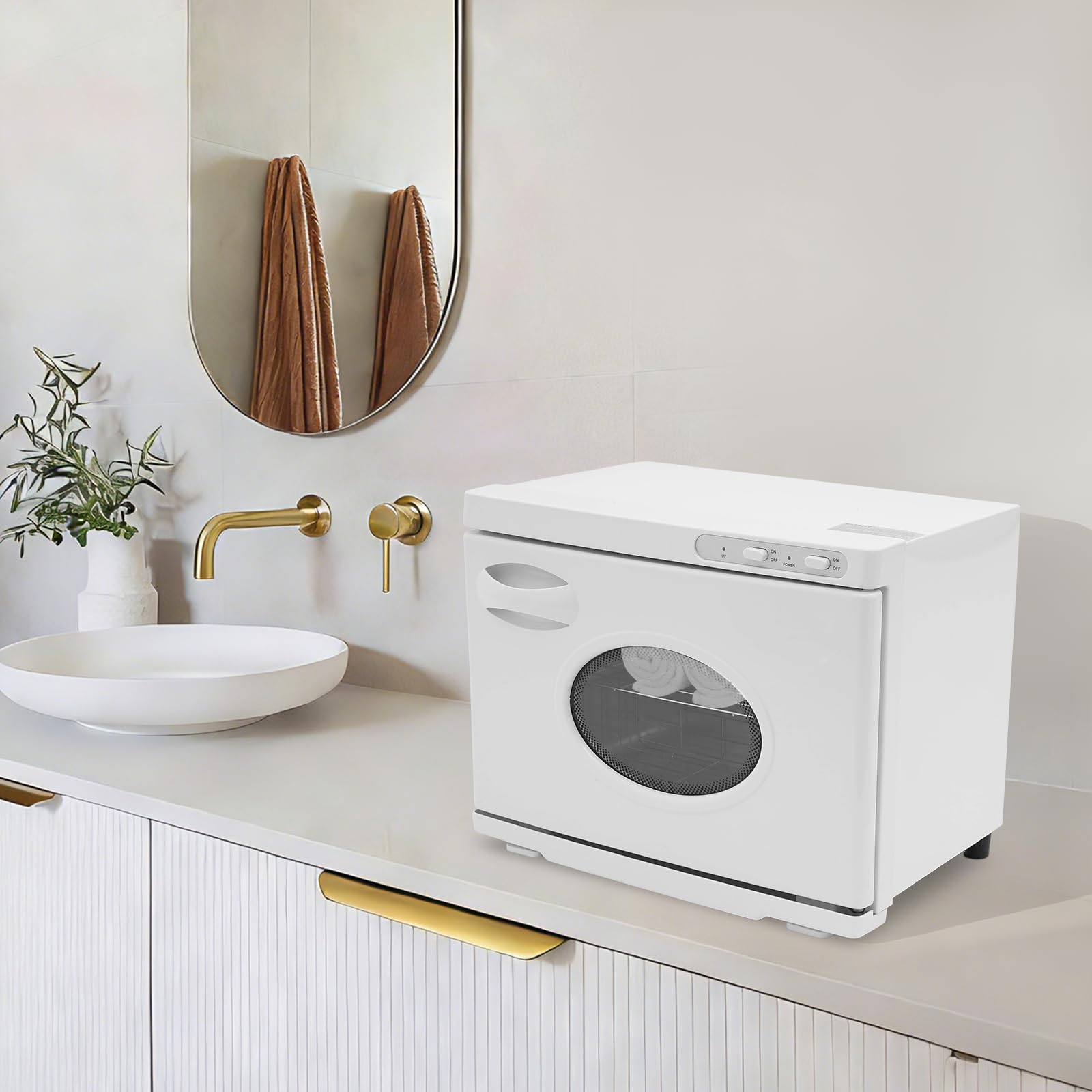 23L Handtuchwärmer UV Sterilisator Elektrischer Handtuchwärmeschrank | Konstante Wärme Von 70-80°C Mit Sichtfenster 2 Rosten Und Abtropfschale für 50 - 60 Handtücher Für Spa Und Beauty Salon