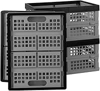 Vista 7 de Paquete de 4 cajas de almacenamiento plegables de plástico de 15 L, cajas plegables, cajas de almacenamiento apilables de plástico