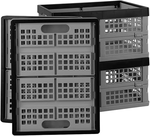 Miniatura 7 de Paquete de 4 cajas de almacenamiento plegables de plástico de 15 L, cajas plegables, cajas de almacenamiento apilables de plástico