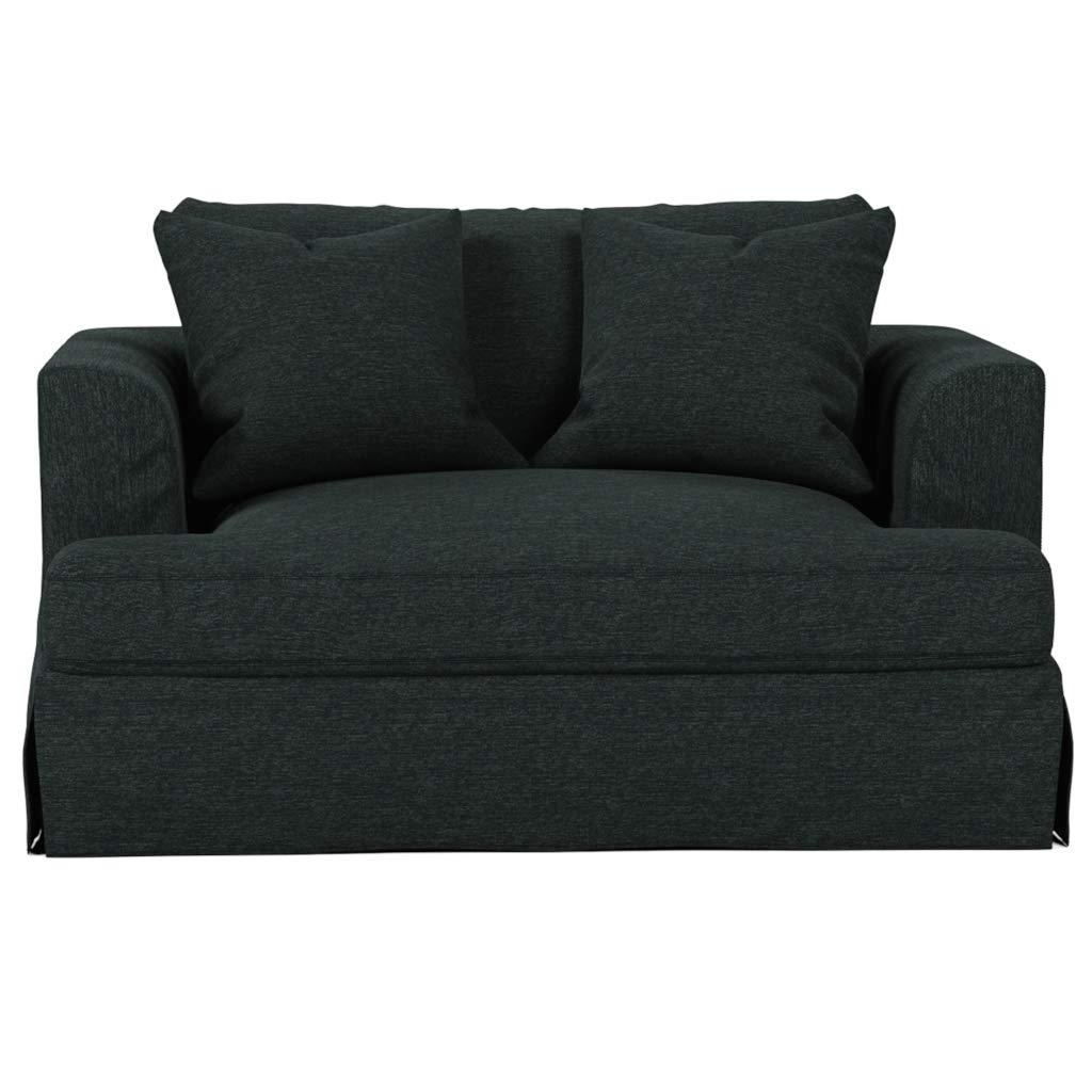Sunset Trading Newport Slipcover Only for 52" Wide Chair and A Half | Stain Resistant Performance Fabric | 2 Throw Pillow Covers | Dark Gray