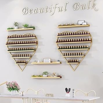 Wall-Mounted Nail Polish Organizer Rack, Nail Polish Wall Rack, Aesthetic Display for Nail Polish, Multifunctional Beauty/Nail Shop Organizer HolderGold,6 Sets