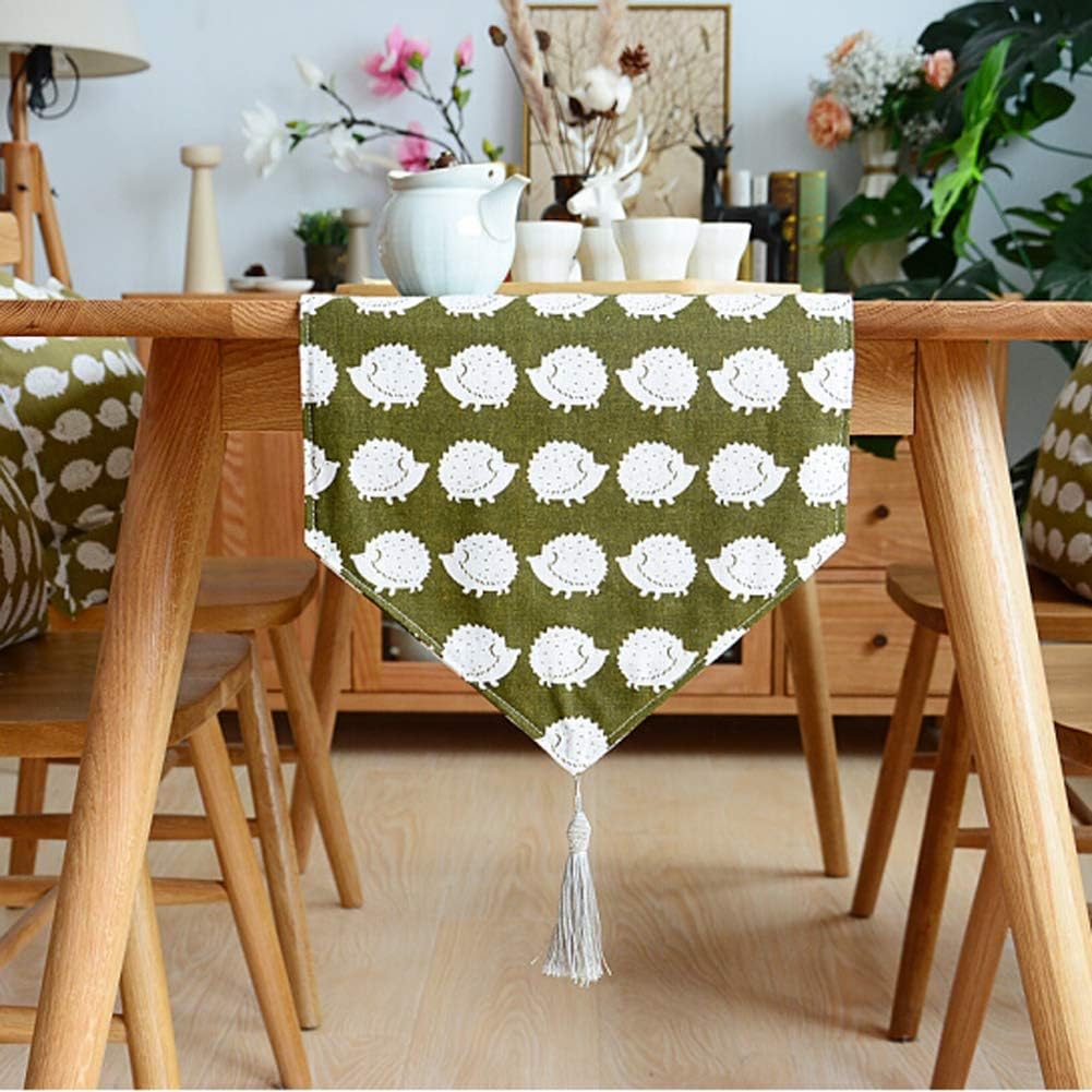 AGYH Modern Simple Shoe Cabinet Table Flag Coffee Table Dining Table TV Cabinet Tablecloth Small White Bear Table mat 30 * 100cm (Color : Small Hedgehog, Size : 30 * 210cm)