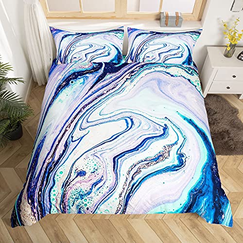 Colorful Marble Bedding Set For Girls Boys Kids Women Purple Blue Pink Marble Swirl Comforter Cover Psychedelic Trippy Duvet Cover Modern Room Decor Luxury Abstract Art Bedspread Cover Twin Size 2Pcs #TOP12