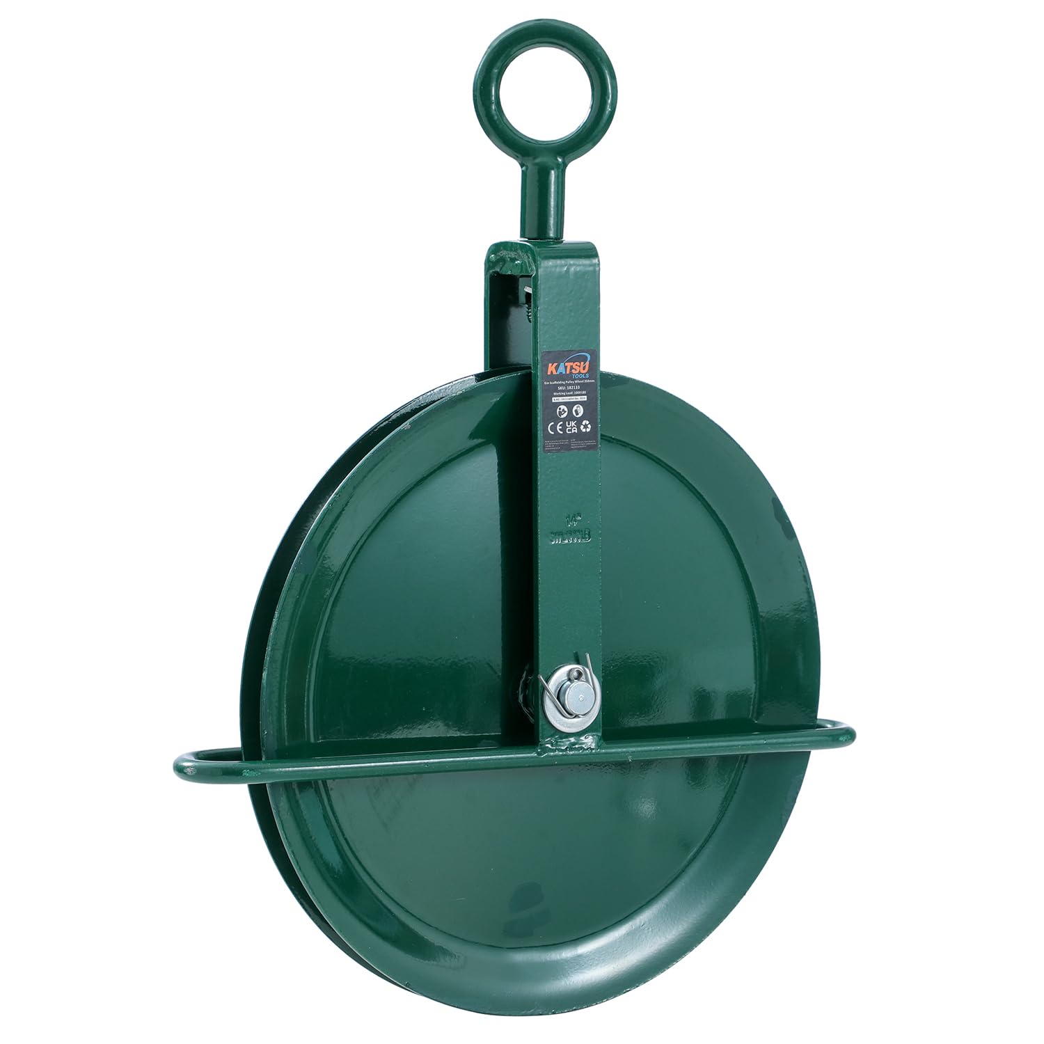 KATSU Tools Gin Wheel Scaffolding Roofing Pulley 350mm with Swivel Eyebolt Rope Pulley Block Lifting Crane 182133