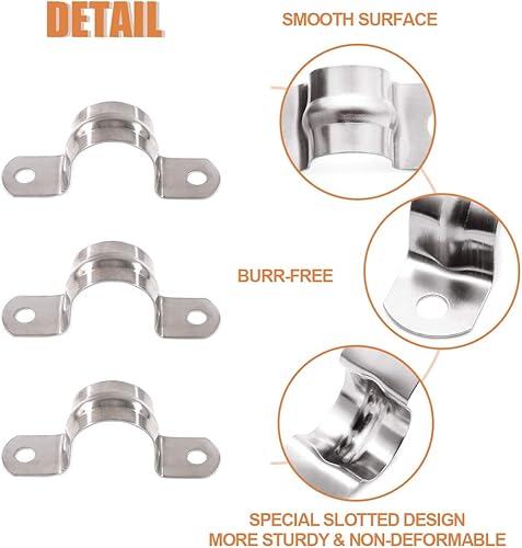 Miniatura 21 de Keadic 30 Uds M32 Dos Agujeros Correa U Soporte Tubo Correa Tensión Clips Acero Inoxidable Resistente Tubo Rígido Abrazadera
