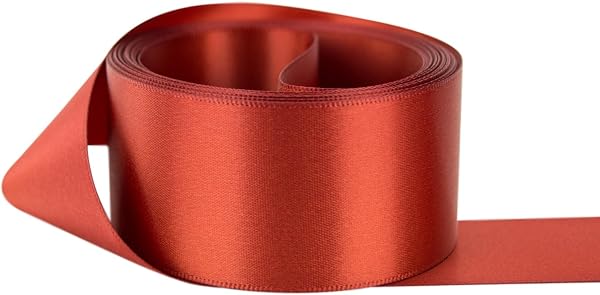 Ribbon Bazaar Double Faced Satin - Premium Gloss Finish - 100% Polyester Ribbon for Gift Wrapping, Crafts, Scrapbooking, Hair Bow, Decorating & More - 1-1/2" Rust 5yd Spool - 1