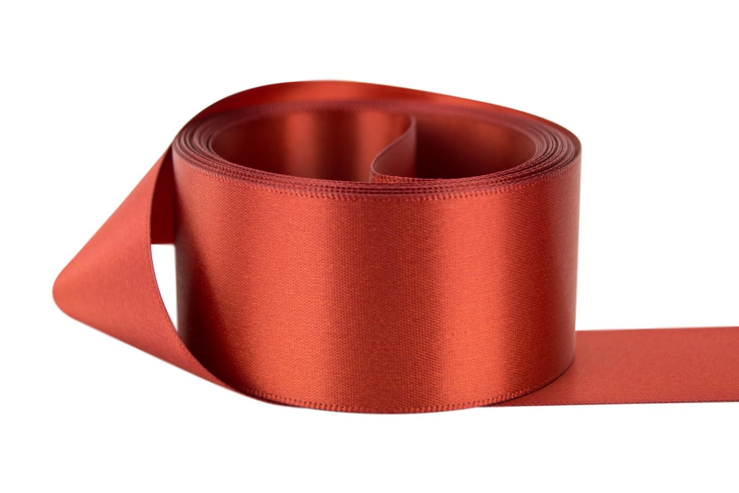 Ribbon Bazaar Double Faced Satin - Premium Gloss Finish - 100% Polyester Ribbon for Gift Wrapping, Crafts, Scrapbooking, Hair Bow, Decorating & More - 1-1/2" Rust 5yd Spool