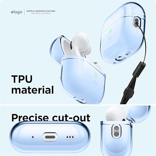Miniatura 4 de elago Funda transparente compatible con AirPods Pro de 2 generación, compatible con AirPods Pro 2, funda protectora, a prueba de golpes, carga