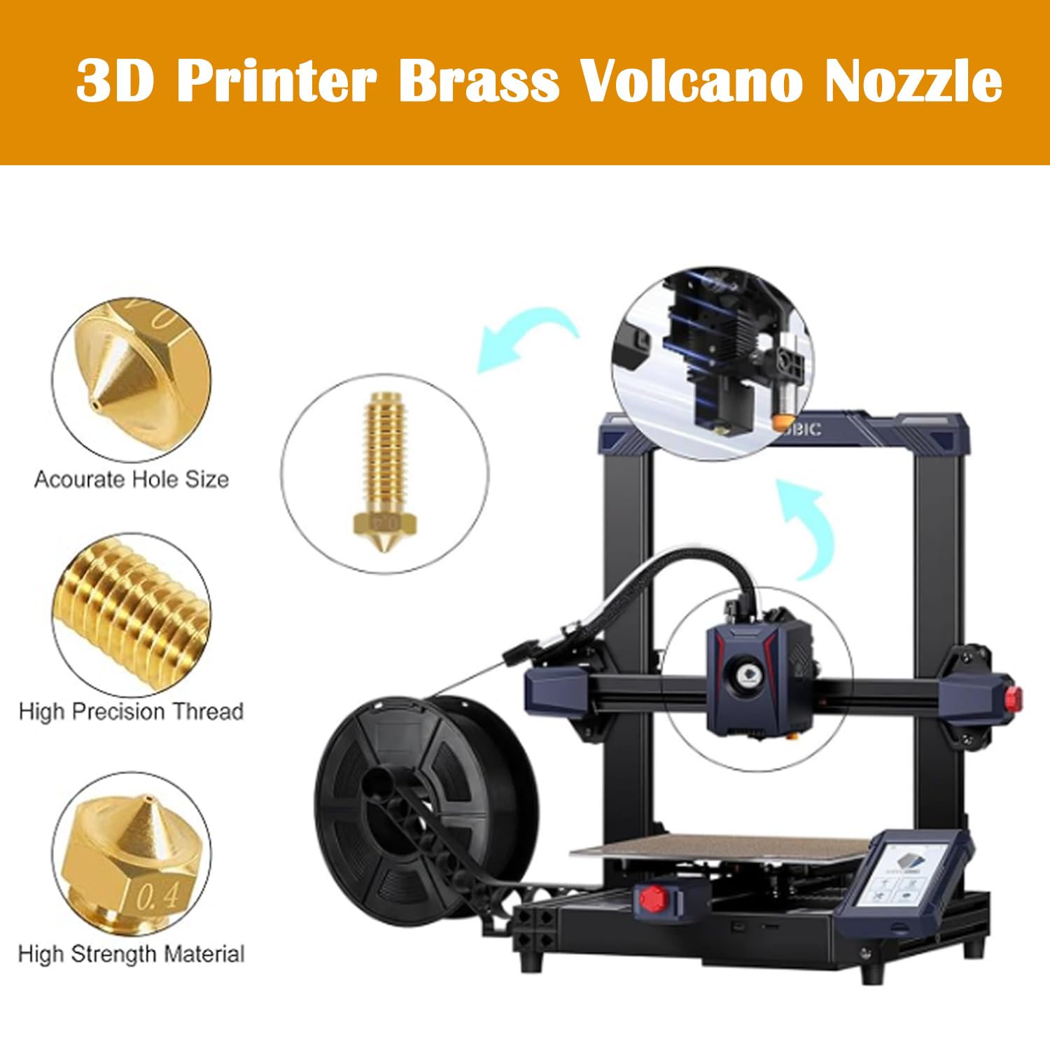 Volcano zestaw dysz do drukarki 3D, 0,4 mm, 10 sztuk, mosiądz, do drukarek 1,75 mm, Artillery Genius/Sindwinder X1/Anycubic Kobra 2/Vyper