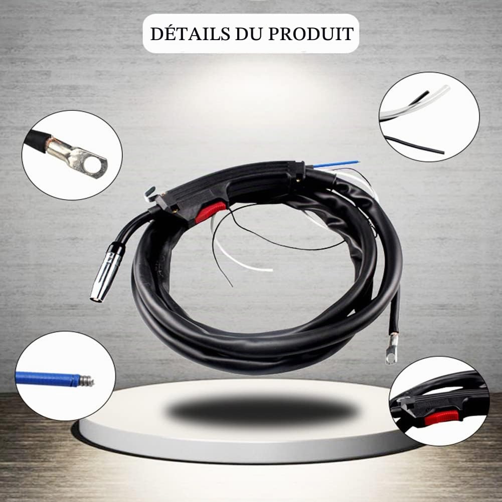 Torche de soudage MIG 14AK, torche de soudage MIG de protection contre les gaz MB14 CO2 2 mètres pièces de pistolet de soudage adaptées au courant 160A ~ 200A