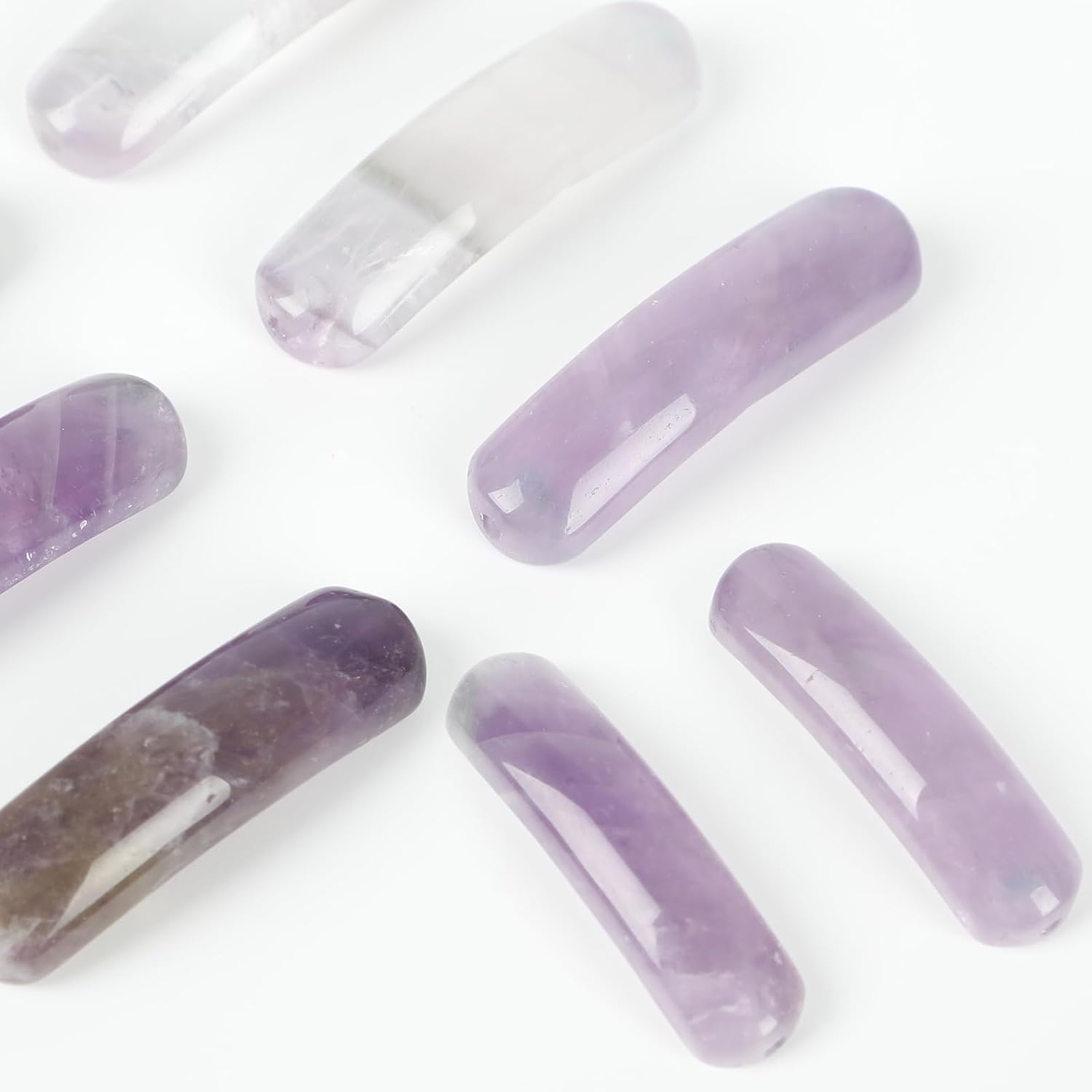 10 Pcs Natural Curved Stone Beads 36x10mm Curved Beads,Curved Rectangle Connector Stone Bead for DIY Bracelet Necklace Earring Jewelry Making(Amethyst) - Image 4
