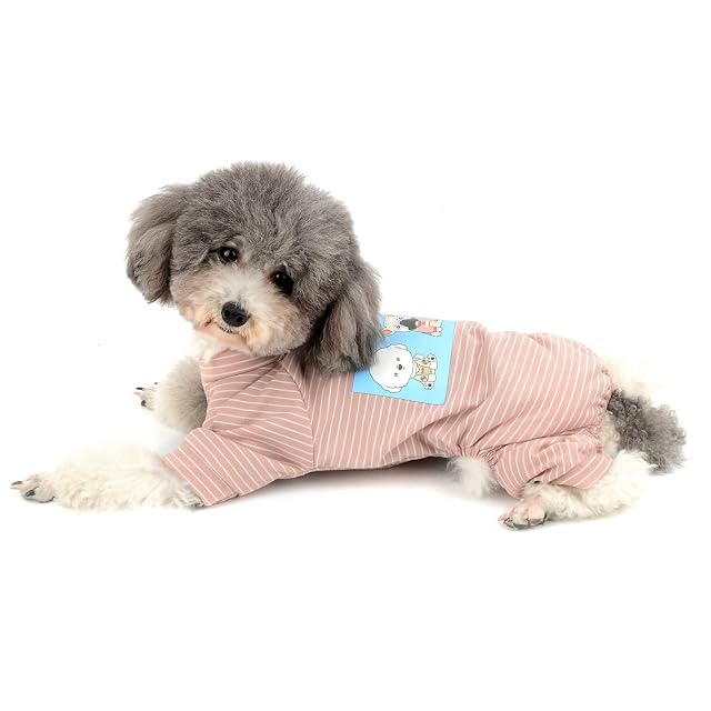 Foto 6 de 8 de Ranphy Pijama de algodón a Rayas para Perros pequeños Camisa de Perro Casual