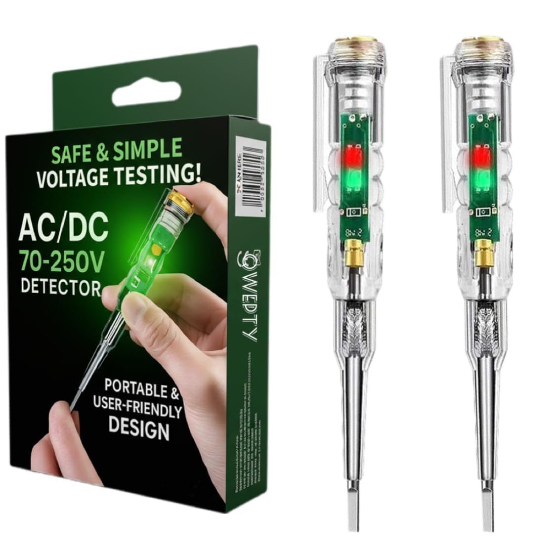 2PC Fast Detect Wiring Faults AC DC Measuring Current Intelligent Waterproof Voltage Tester Pen Line Fault Detector Plug Tester 70–250V AC Electrical Socket Circuit Testers LED Built-in Screwdriver