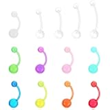 KASFREE 13 Pcs Plastic Belly Button Rings for Sports 14G Silicone Curved Piercings Clear Rings for Sports Navel Piercing Jewelry