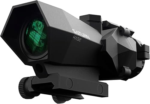 Saturn 2.0 4x32 Tactical Rifle Scope, Chevron, BDC .2235.56, with Removable Picatinny Rail,