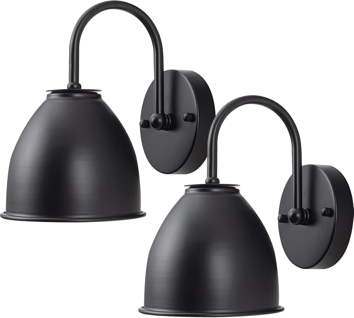 jengush Battery Operated Wall Sconces Set of 2(no Wiring),Black Industrial Farmhouse Wall Lamp