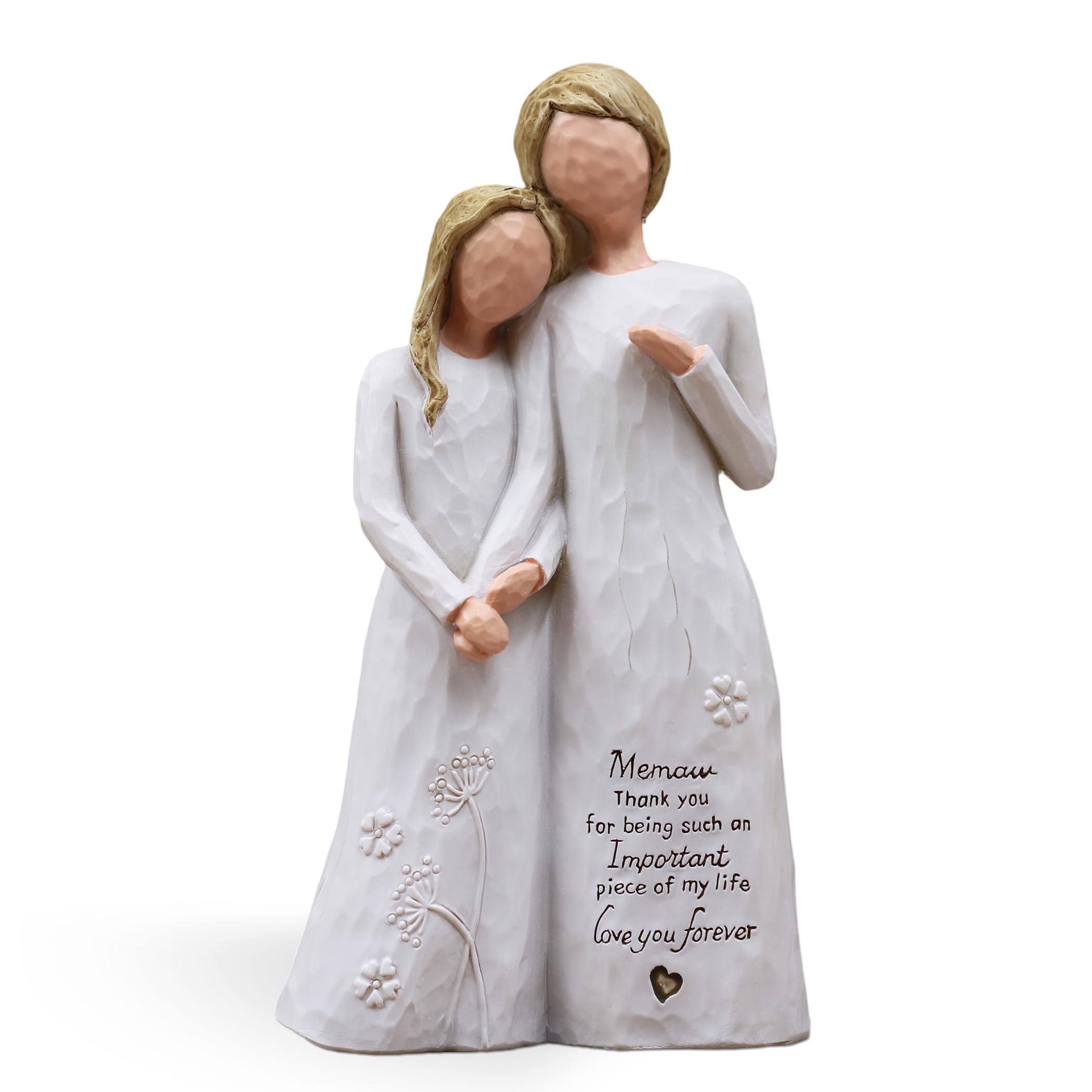 Memaw Gifts for Grandma, for Memaw, Meemaw Gift for Christmas Birthday, Grandmother Granddaughter Embrace Hand-Painted Sculpted Resin Figurine