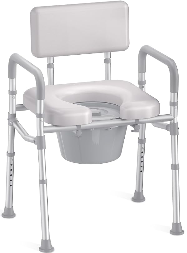 HOMLAND Bedside Commode Toilet, Padded Seat & Backrest, Enhanced Crossbar by HOMLAND - Used condition - US$81.89