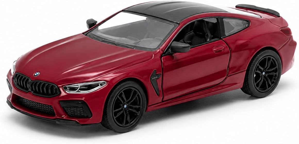 Kinsmart 1:38 BMW M8 Competition Coupe Çek Bırak Metal Model Araba, Açılabilir Kapılı Spor Araç KT5425DF, KIRMIZI
