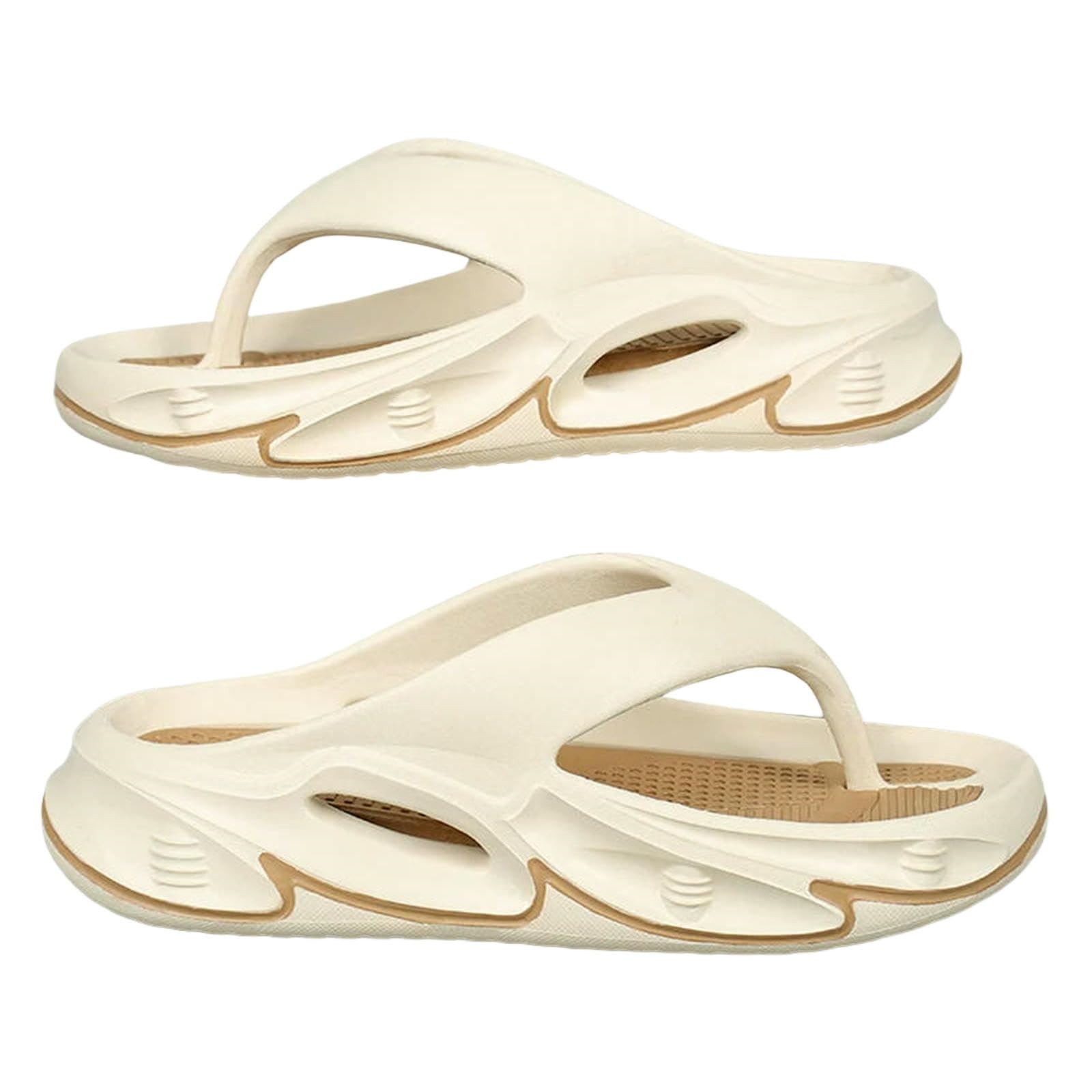 Chanclas Mujer Hombre Verano Sandalias De Playa Interior Al Aire Libre Antideslizantes Baño Casa Hombres Mujeres Zapatillas-Beige Marrón-44-45