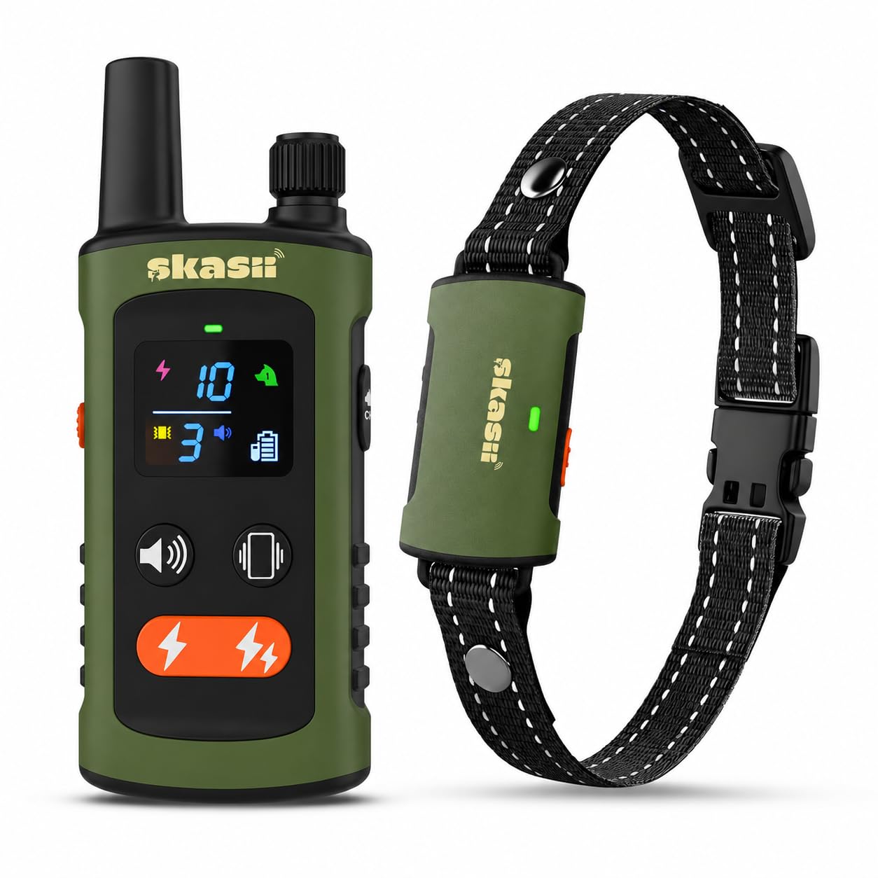 Skasii Skasii Training Collar for Dogs with Remote Control, Dark Green