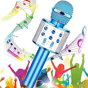 SunTop Karaoke microfoon Bluetooth met 5W luidspreker, draadloze microfoon met dubbele functie voor kinderen en…