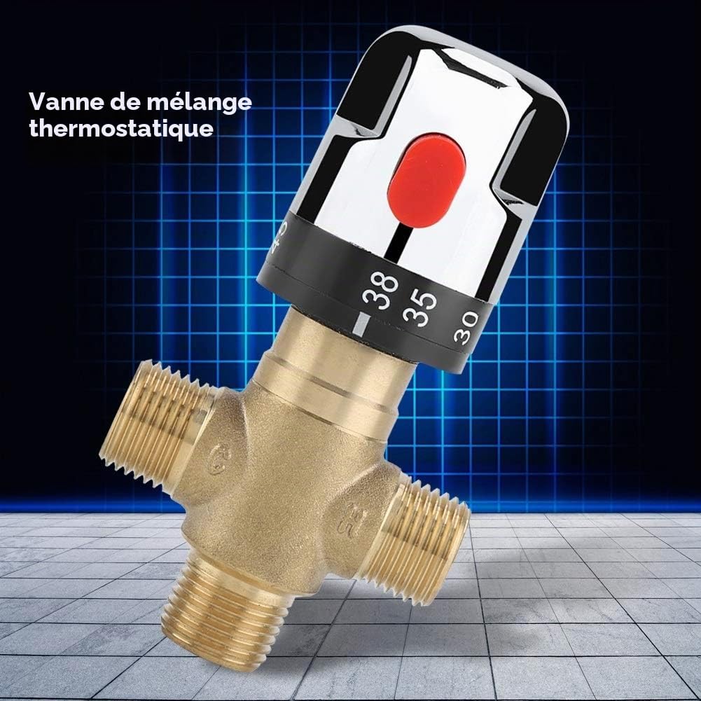 Nikou limiteur de temperature chauffe eau, Mitigeur thermostatique Mitigeur en laiton Mitigeur Température de l'eau Tuyau Contrôle du thermostat du bassin
