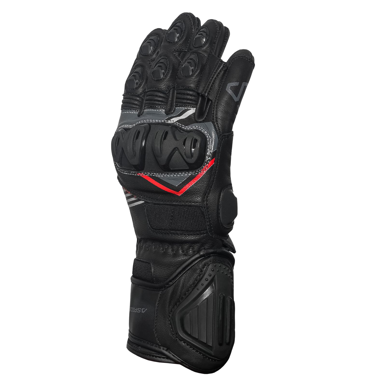 Guanti da moto da corsa in pelle da uomo Guanti sportivi protettivi per motociclisti Nero