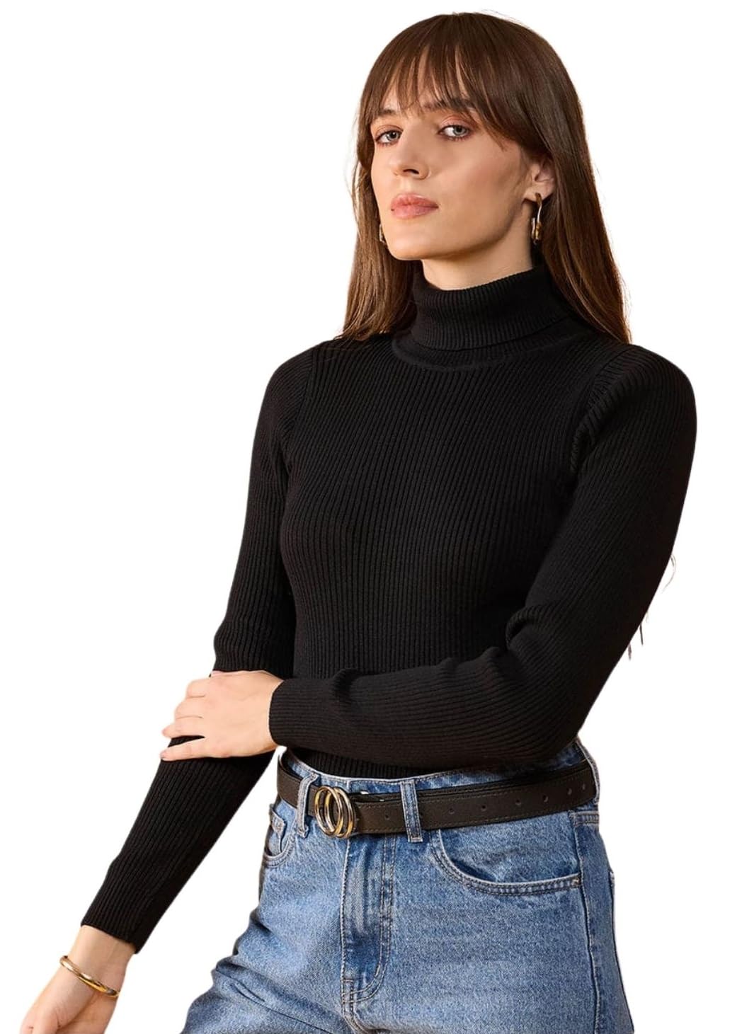 running sport Black & White Women’s Premium Woolen High-Neck Top – Soft, Sleek, Warm, & Stretchable Winter Wear for Casual and Office-picture-56