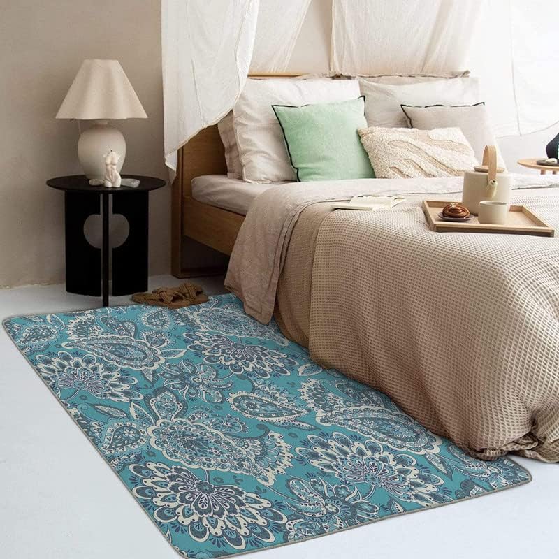 Miniatura 10 de Alfombras lavables para entrada, sala de estar, dormitorio, alfombra floral y decoración del hogar, alfombra bohemia de 2 x 3, antideslizante