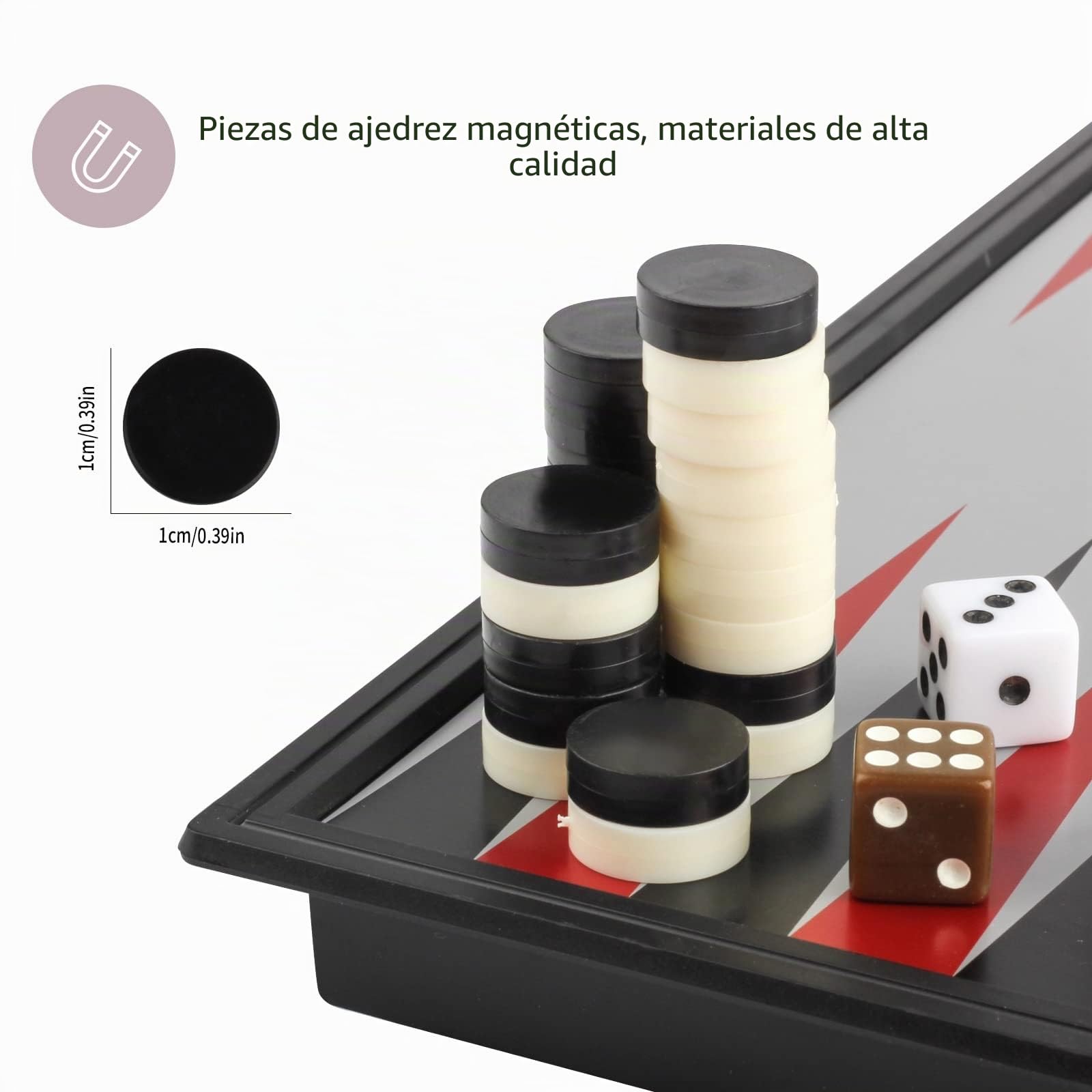 Andux Plegable Magnético Juego de Mesa de Backgammon Conjunto CXSLQ-01 (M) | Juego de mesa de viajes, para adultos y adolescentes, para ocio después de la escuela, para clubes e interacción en equipo