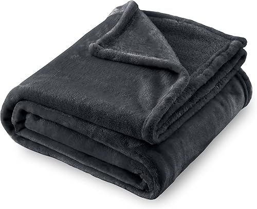 SOCHOW Manta de franela de forro polar, para todas las estaciones, ligera, súper suave y acogedora para cama o sofá, gris oscuro, 50 x 60 pulgadas