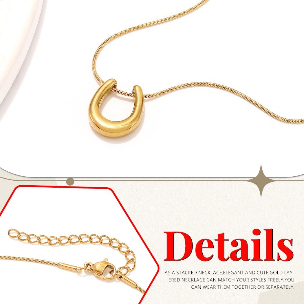 Horseshoe Pendant Dainty Necklace Gold for Women - Image 4