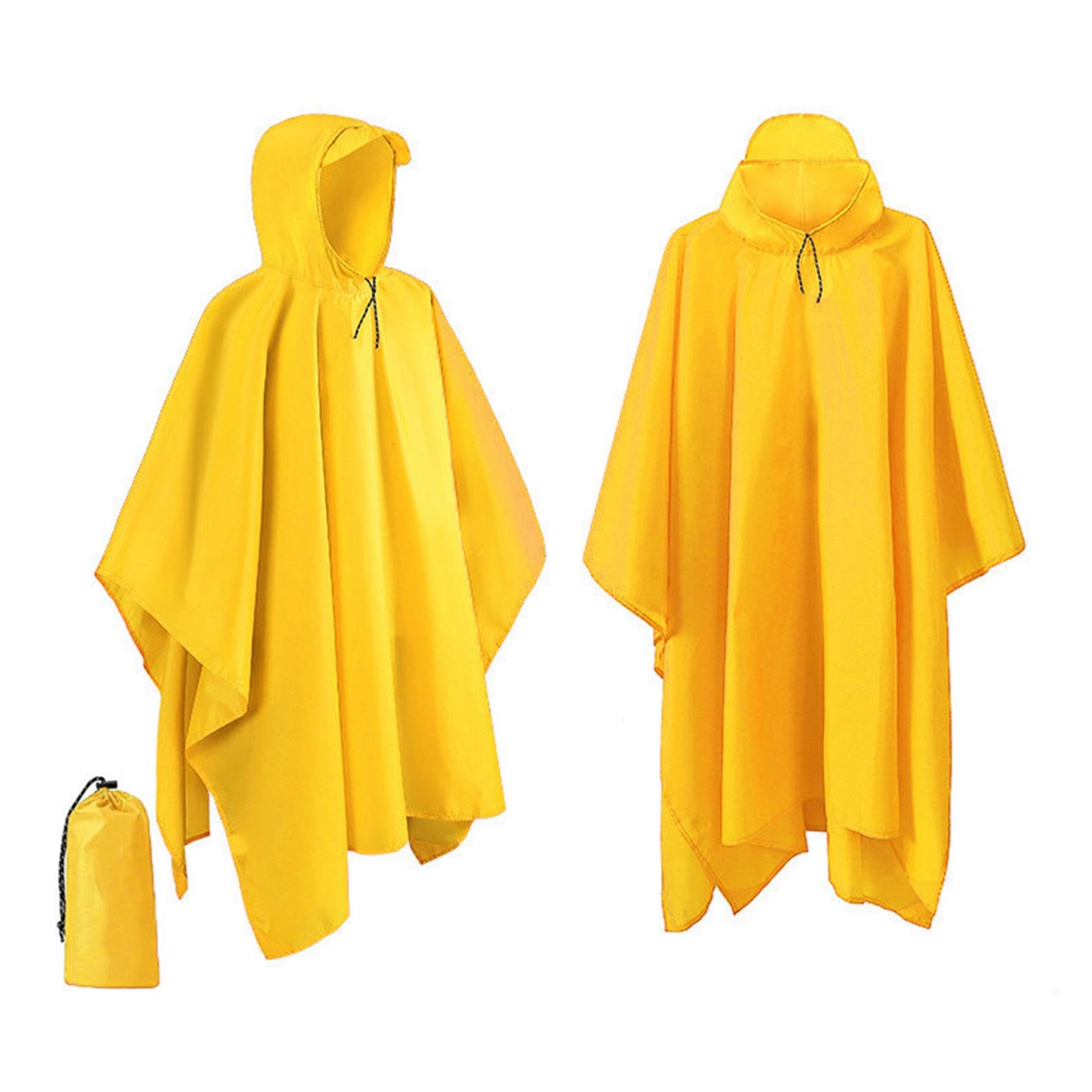 Poncho Adulte Imperméable Réutilisable Longues Manches Capuche Polyester Pliable Séchage Rapide Poche Convient Au Camping Randonnée Plein